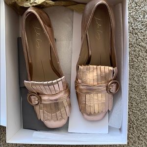 Rose Gold Block Heeled Loafers